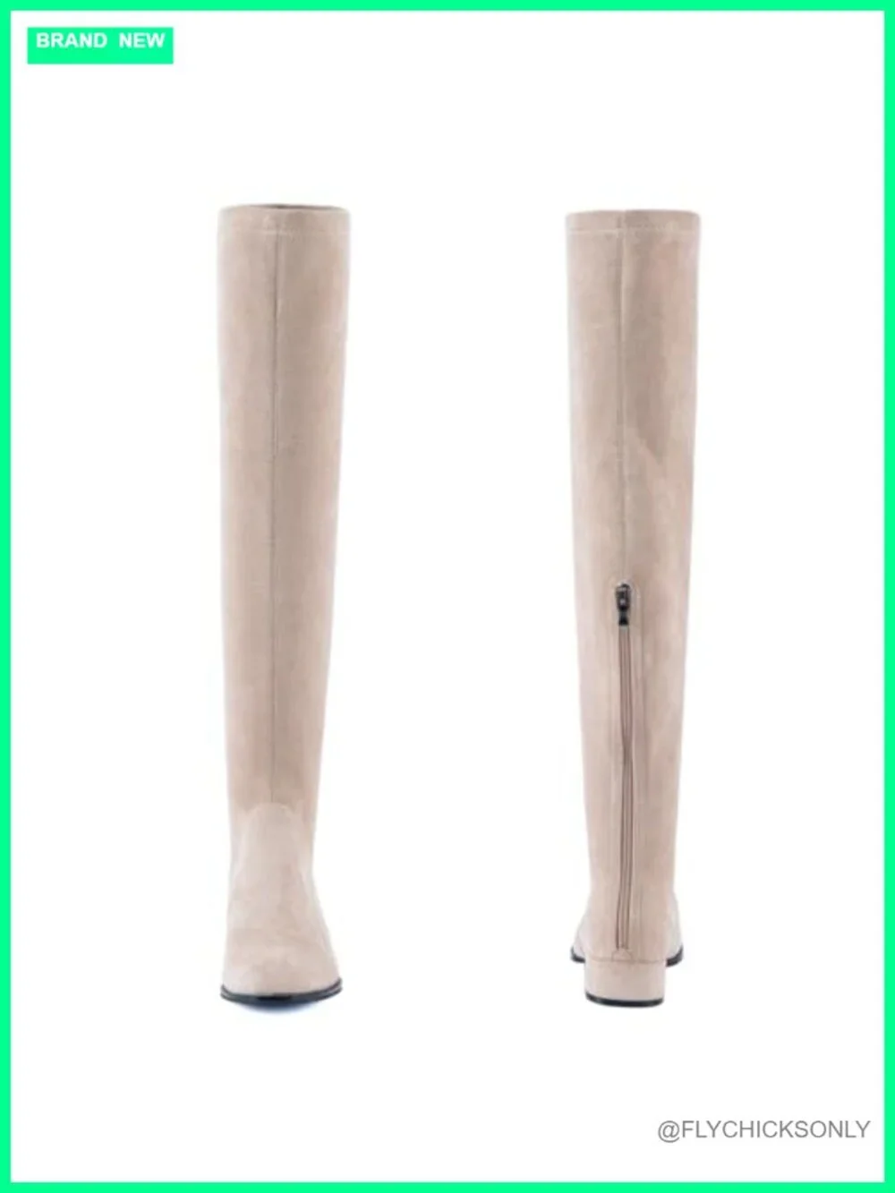 Thigh High Over The Knee Flat Boots Stretch Faux Suede Round Toe